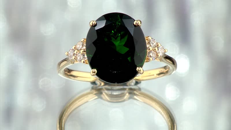 Certified & Appraised LUXORO 14K Yellow Gold AAA Natural Chrome Diopside and G-H I1 Diamond Ring 2.38 Grams 4.80 ctw