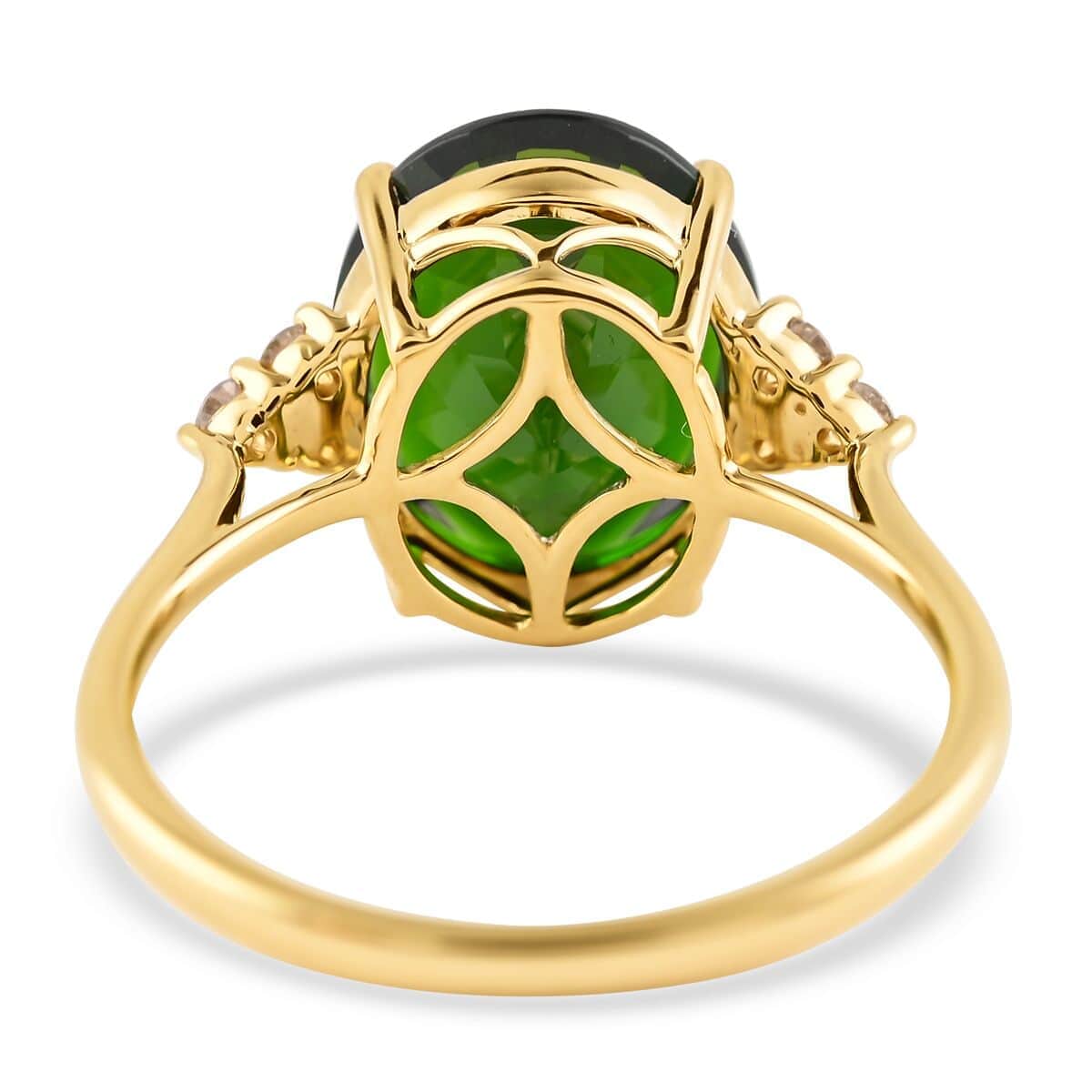 Certified & Appraised Luxoro 14K Yellow Gold AAA Chrome Diopside and G-H I1 Diamond Ring (Size 7.0) 4.80 ctw image number 3