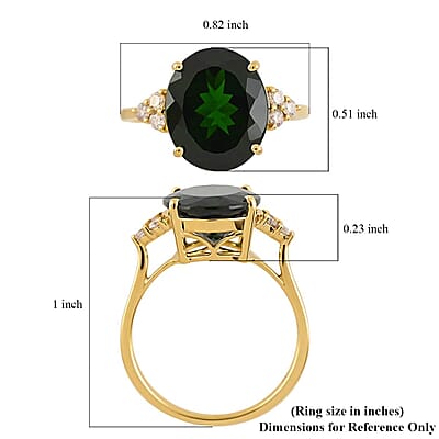 Certified & Appraised Luxoro 14K Yellow Gold AAA Chrome Diopside and G-H I1 Diamond Ring (Size 7.0) 4.80 ctw