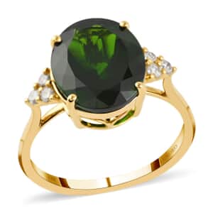 Certified & Appraised Luxoro 14K Yellow Gold AAA Chrome Diopside and G-H I1 Diamond Ring (Size 9.0) 4.80 ctw