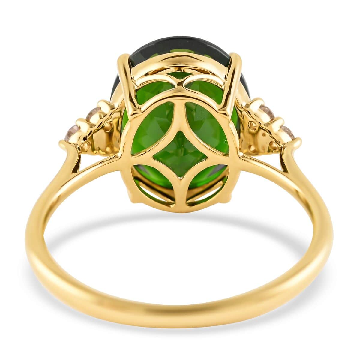 Certified & Appraised Luxoro 14K Yellow Gold AAA Chrome Diopside and G-H I1 Diamond Ring (Size 9.0) 4.80 ctw image number 3