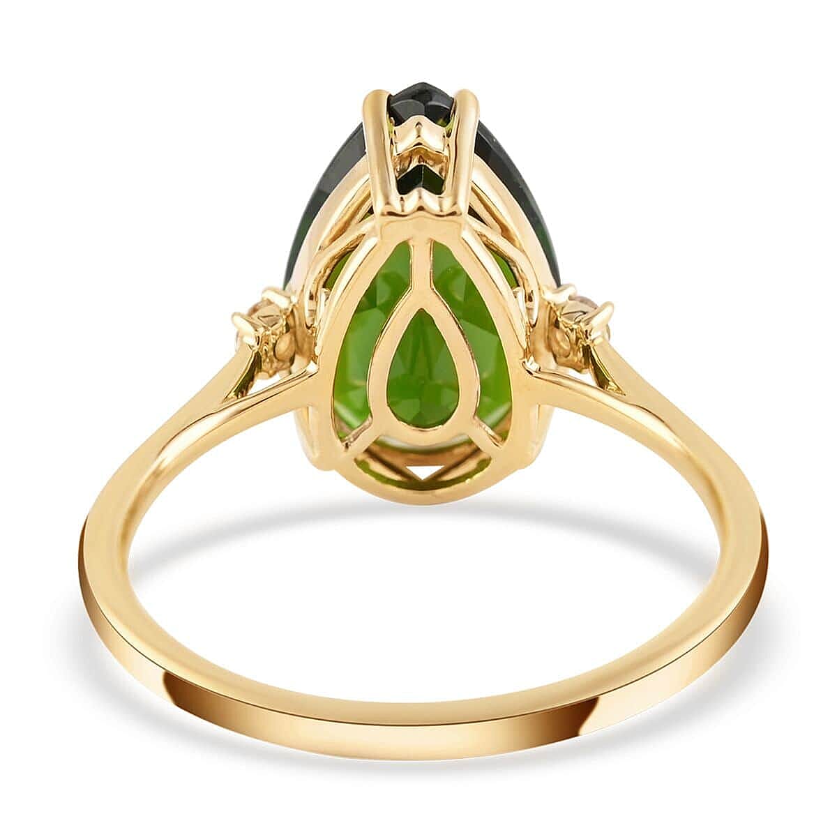Certified & Appraised Luxoro 14K Yellow Gold AAA Natural Chrome Diopside and G-H I1 Diamond Accent Ring (Size 10.0) 2.05 Grams 4.10 ctw