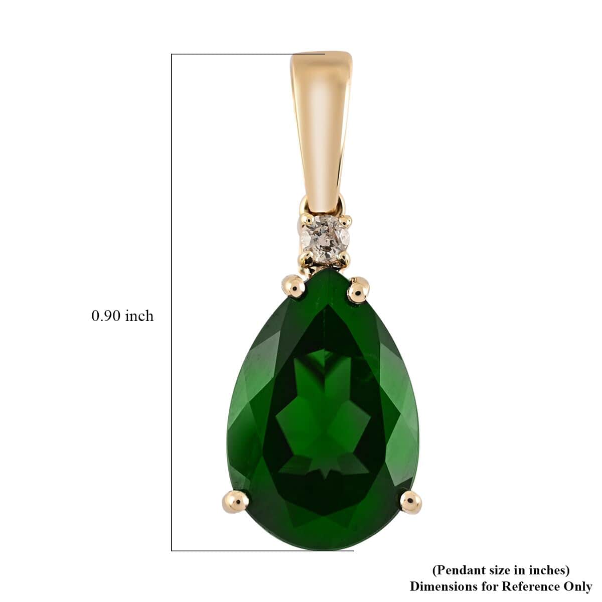 Certified & appraised Luxoro 14K Yellow Gold AAA Chrome Diopside and G-H I1 Diamond Accent Drop Pendant 3.00 ctw image number 3