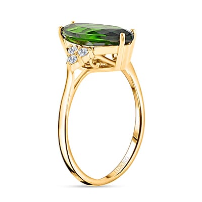 Certified & Appraised Luxoro AAA Chrome Diopside and G-H I1 Diamond 2.80 ctw Ring in 14K Yellow Gold (Size 10.0)