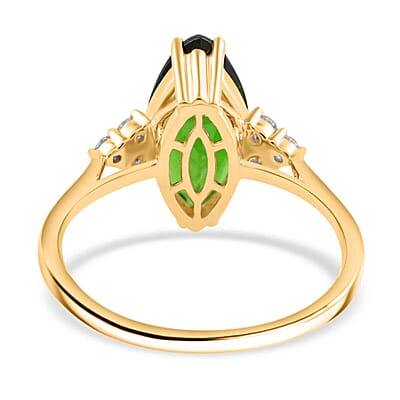 Certified & Appraised Luxoro AAA Chrome Diopside and G-H I1 Diamond 2.80 ctw Ring in 14K Yellow Gold (Size 10.0)