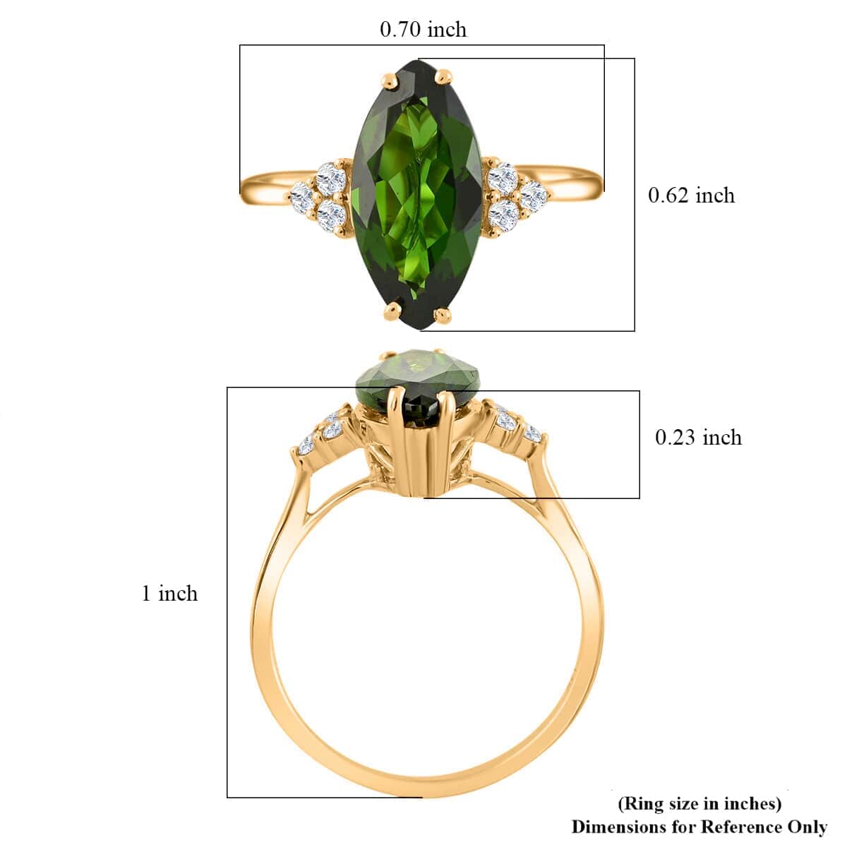 Certified & Appraised LUXORO 14K Yellow Gold AAA Natural Chrome Diopside and G-H I1 Diamond Ring 2.40 Grams 2.80 ctw image number 4