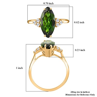 Certified & Appraised Luxoro AAA Chrome Diopside and G-H I1 Diamond 2.80 ctw Ring in 14K Yellow Gold (Size 10.0)