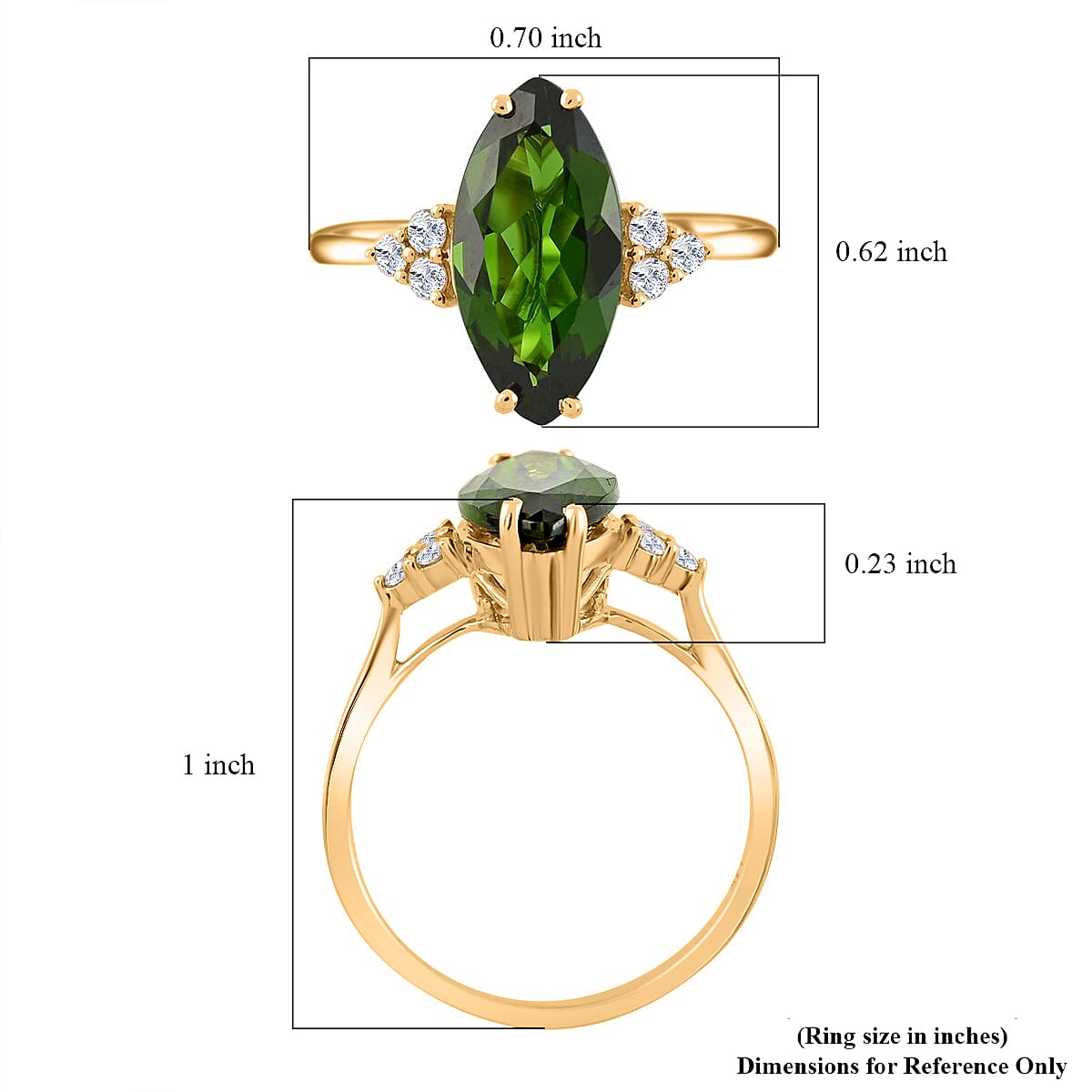 Certified & Appraised Luxoro AAA Chrome Diopside and G-H I1 Diamond 2.80 ctw Ring in 14K Yellow Gold (Size 7.0) image number 4