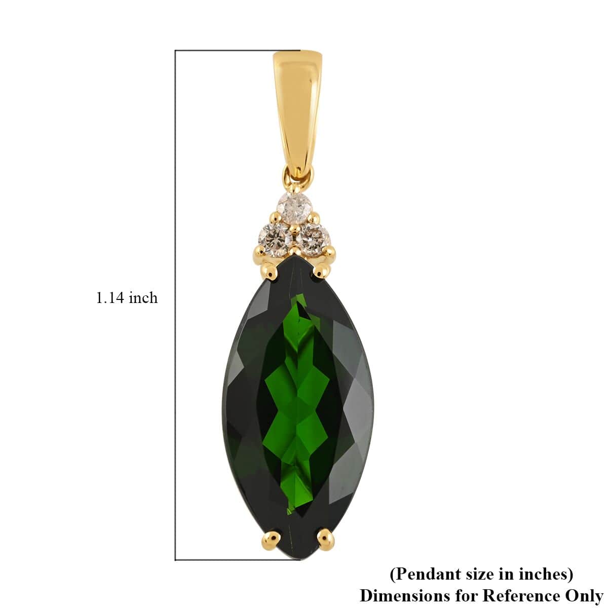 Certified Luxoro 14K Yellow Gold AAA Chrome Diopside and G-H I1 Diamond Accent Pendant 4.00 ctw image number 3