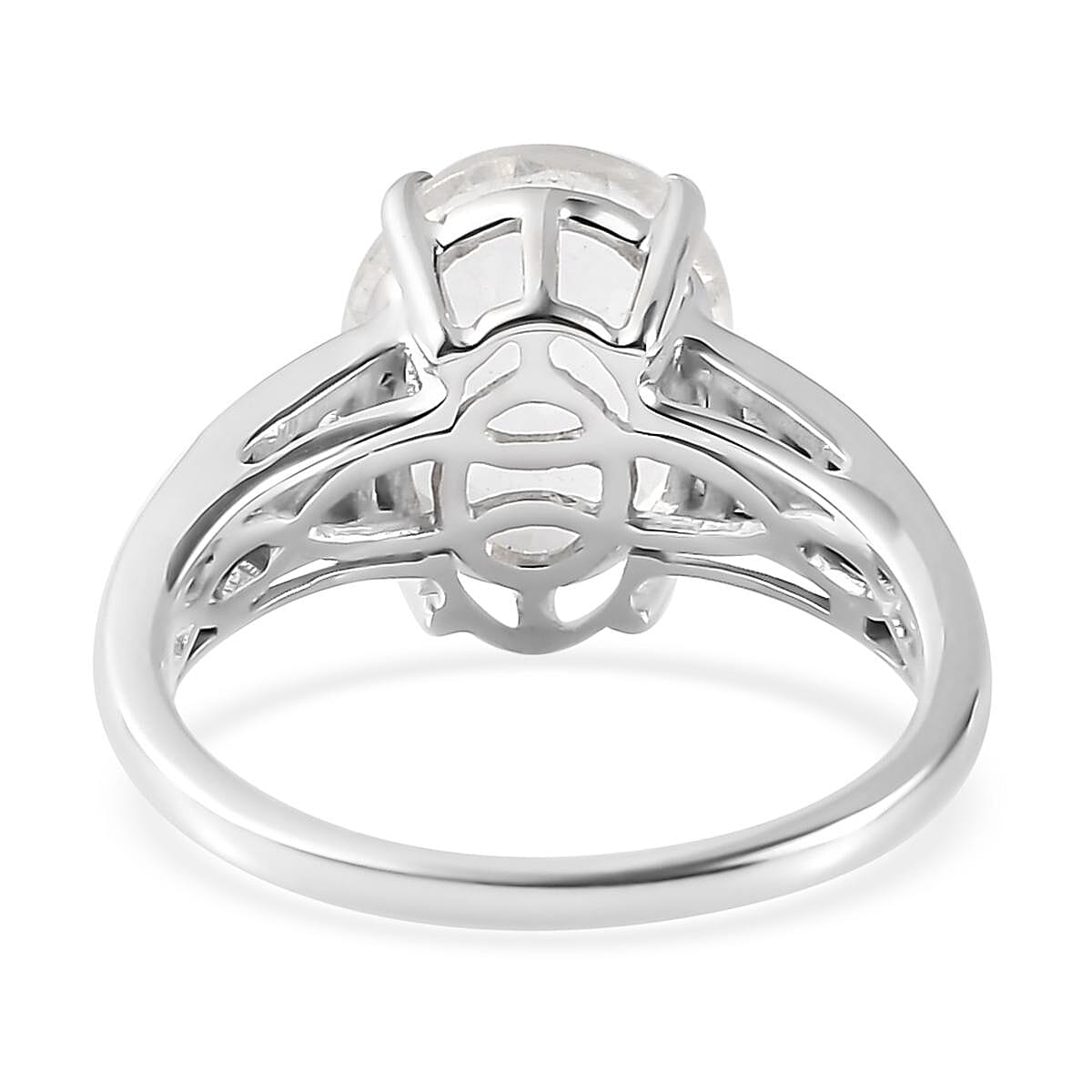 Luxoro 10K White Gold Premium Mexican Hyalite Opal and Diamond Ring (Size 10.0) with Free UV Flash Light 2.75 ctw