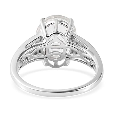 Luxoro 10K White Gold Premium Mexican Hyalite Opal and Diamond Ring (Size 10.0) with Free UV Flash Light 2.75 ctw