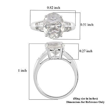 Luxoro 10K White Gold Premium Mexican Hyalite Opal and Diamond Ring (Size 10.0) with Free UV Flash Light 2.75 ctw