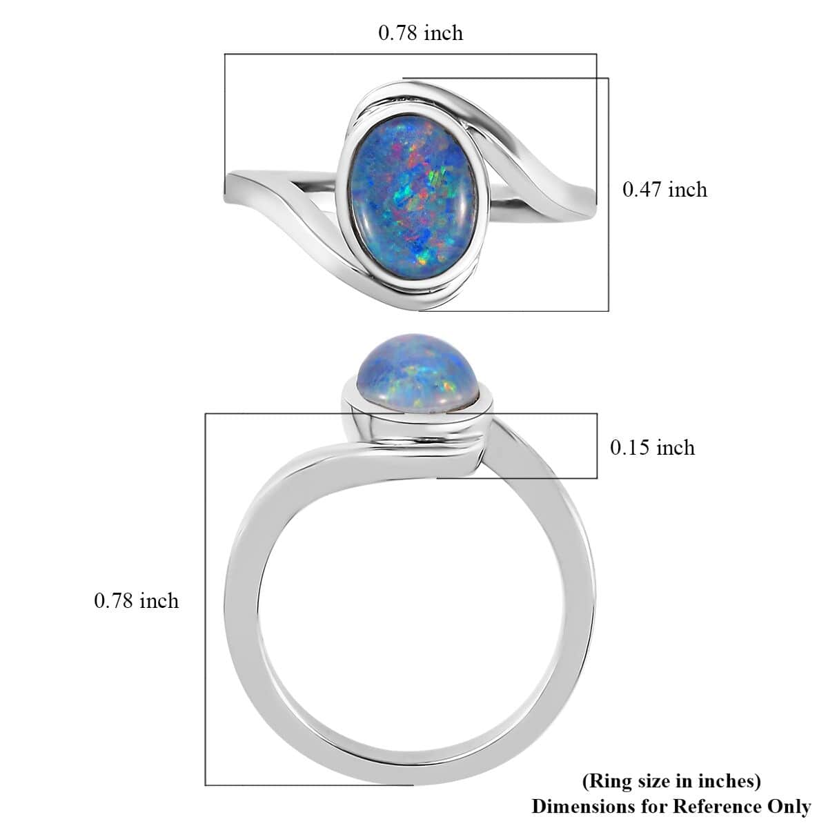Australian Boulder Opal Triplet Bypass Ring in Stainless Steel (Size 10.0) 0.90 ctw image number 5