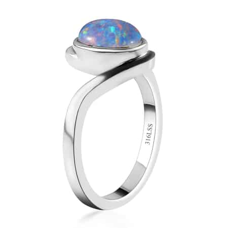 Boulder Opal Triplet Bypass Ring in Stainless Steel (Size 8.0) 0.90 ctw image number 3
