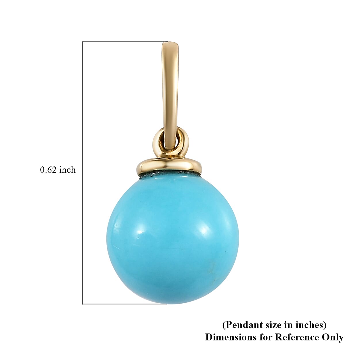 Luxoro 10K Yellow Gold Sleeping Beauty Turquoise Solitaire Pendant 2.30 ctw image number 4