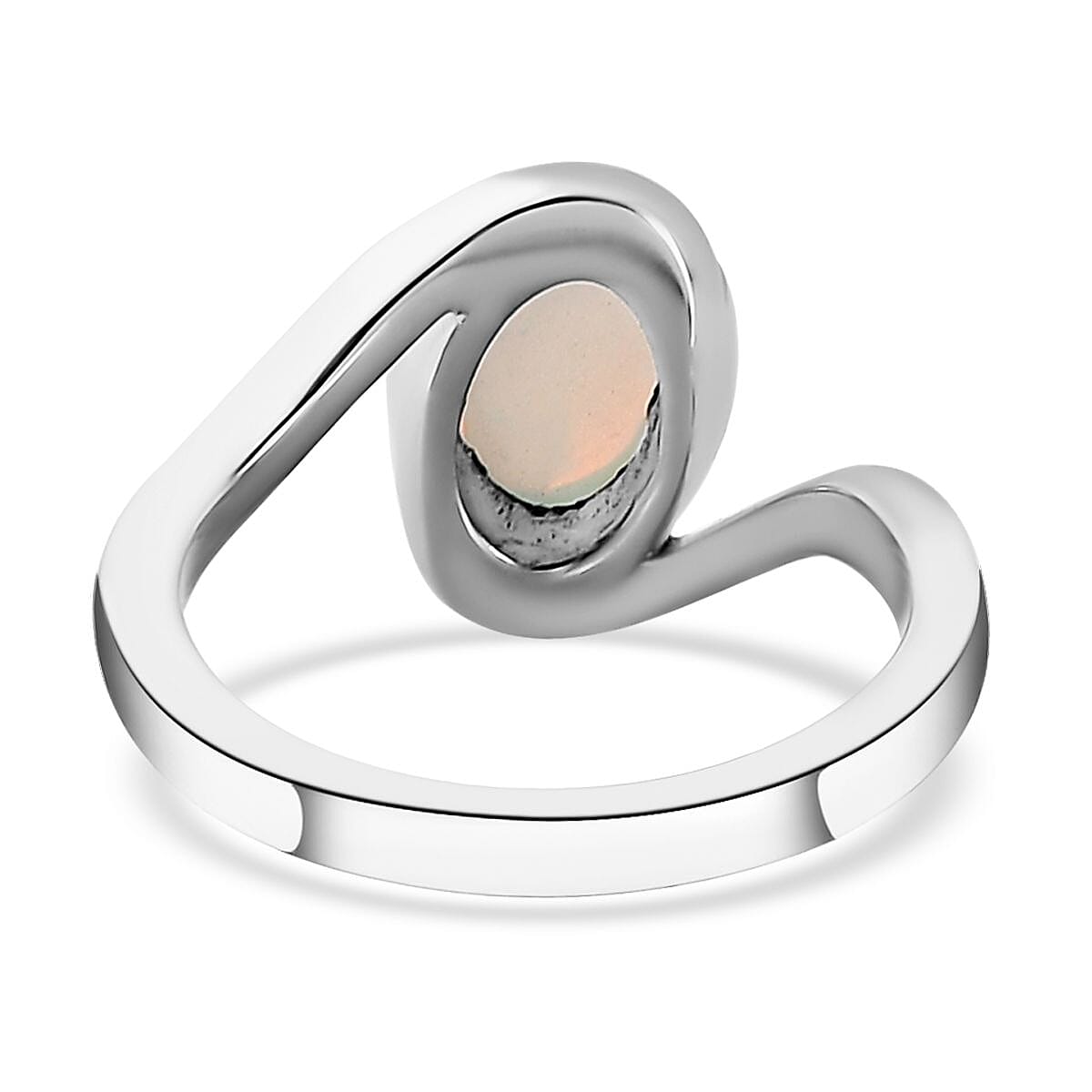 Ethiopian Welo Opal Bypass Ring in Stainless Steel (Size 6.0) 0.75 ctw image number 4
