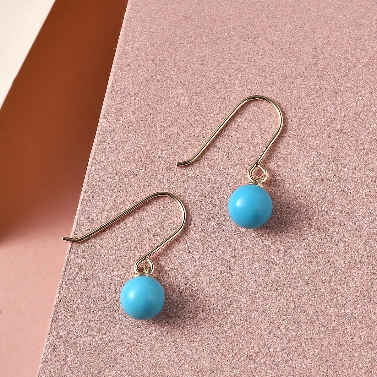 Luxoro 10K Yellow Gold Sleeping Beauty Turquoise Dangling Earrings 2.65 ctw image number 1