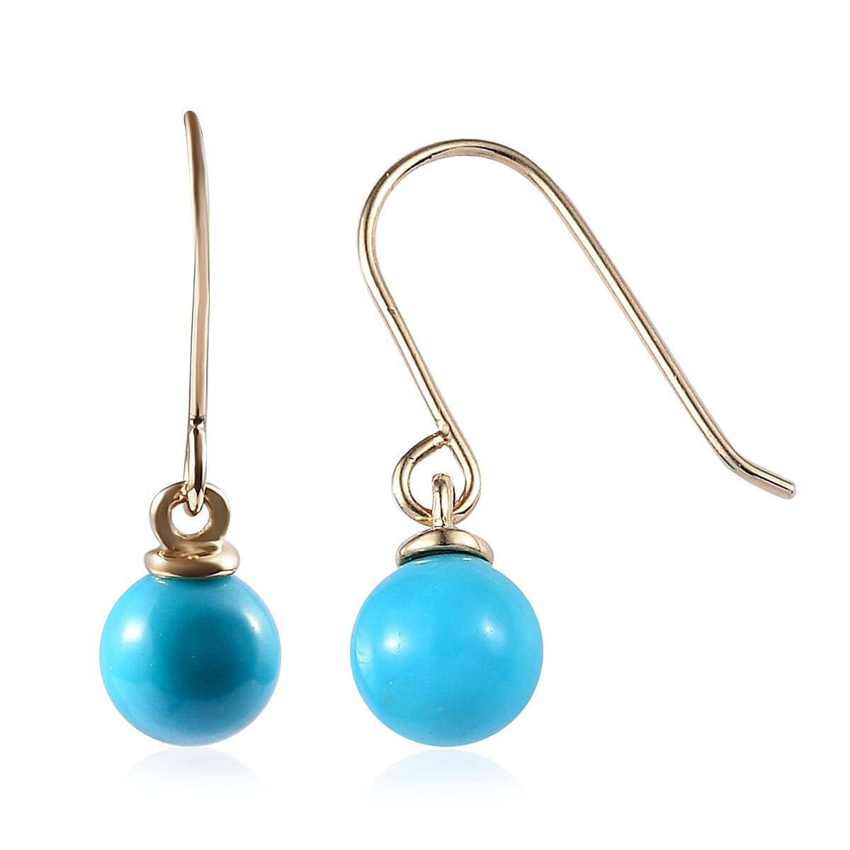 Luxoro 10K Yellow Gold Sleeping Beauty Turquoise Dangling Earrings 2.65 ctw image number 3