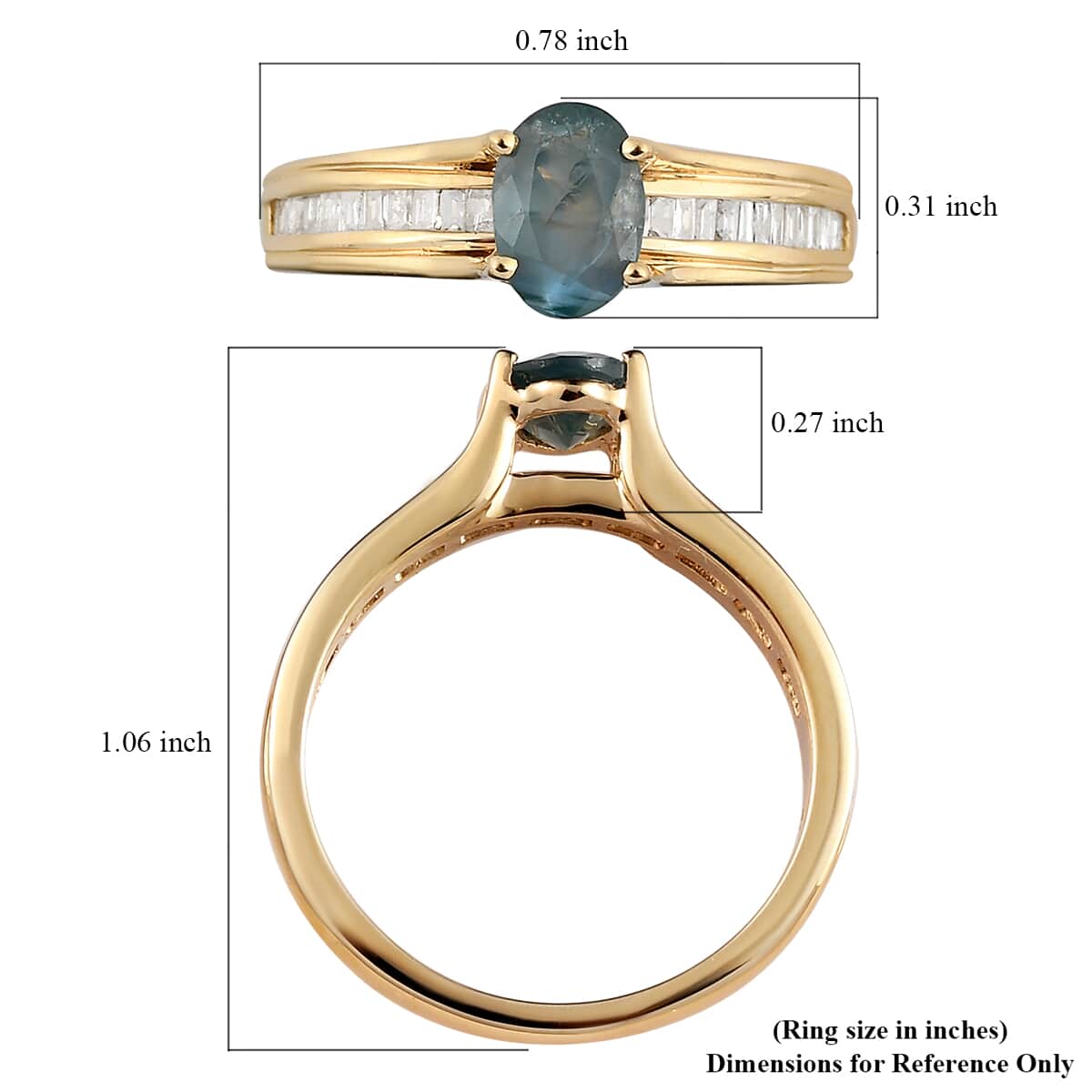 LUXORO 14K Yellow Gold AAA Narsipatnam Alexandrite and G-H I3 Diamond Ring (Size 6.0) 3 Grams 1.00 ctw image number 5