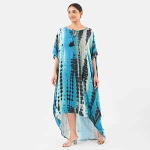 Tamsy Teal Printed Kaftan - One Size Fits Most