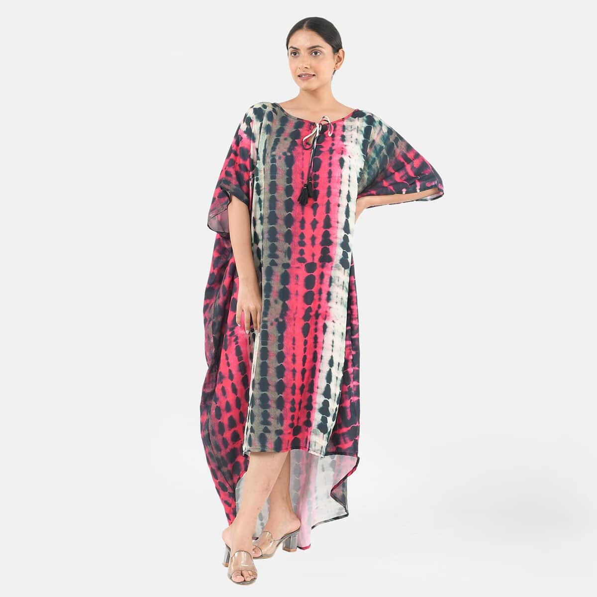 Tamsy Pink Printed Kaftan - One Size Fits Most image number 0