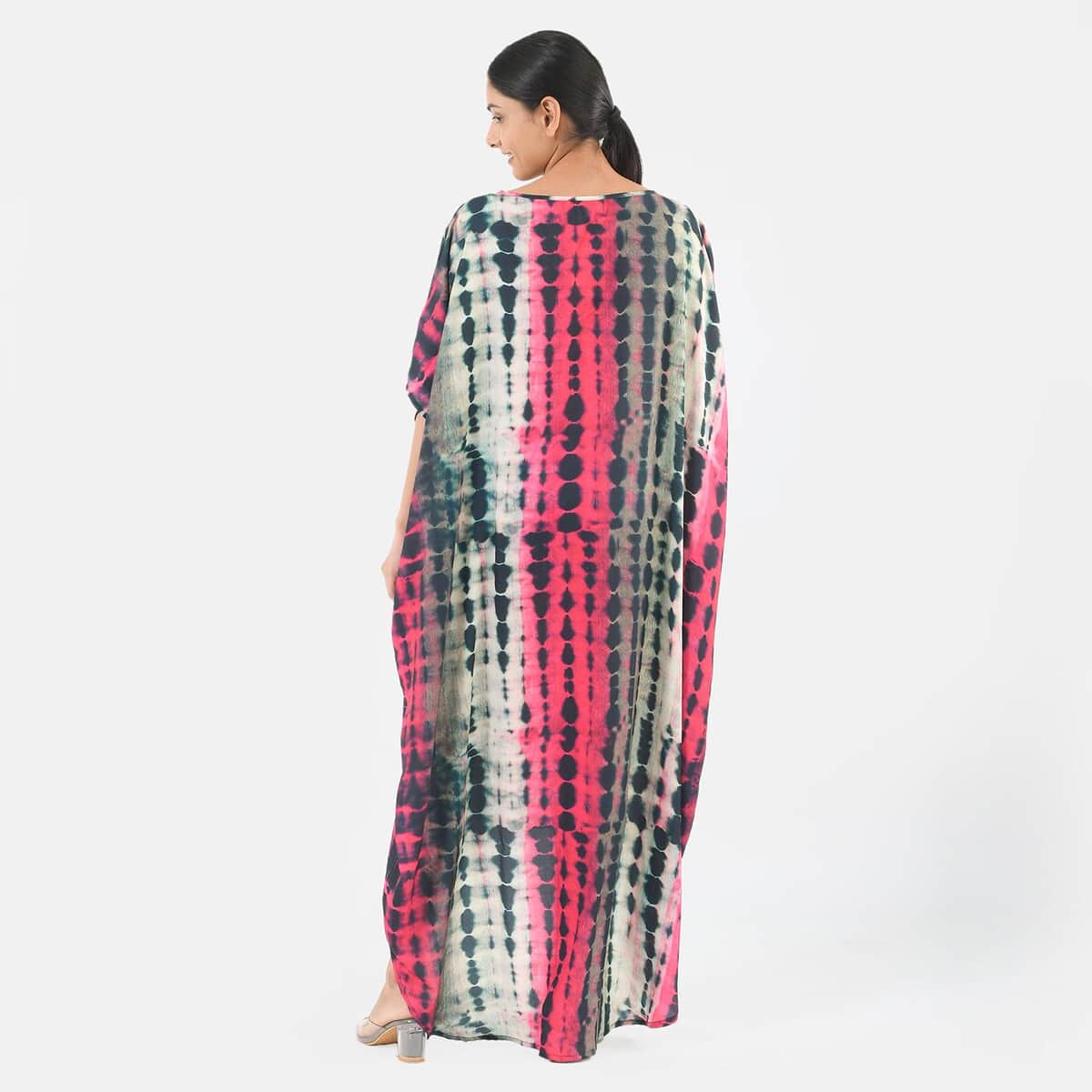 Tamsy Pink Printed Kaftan - One Size Fits Most image number 1