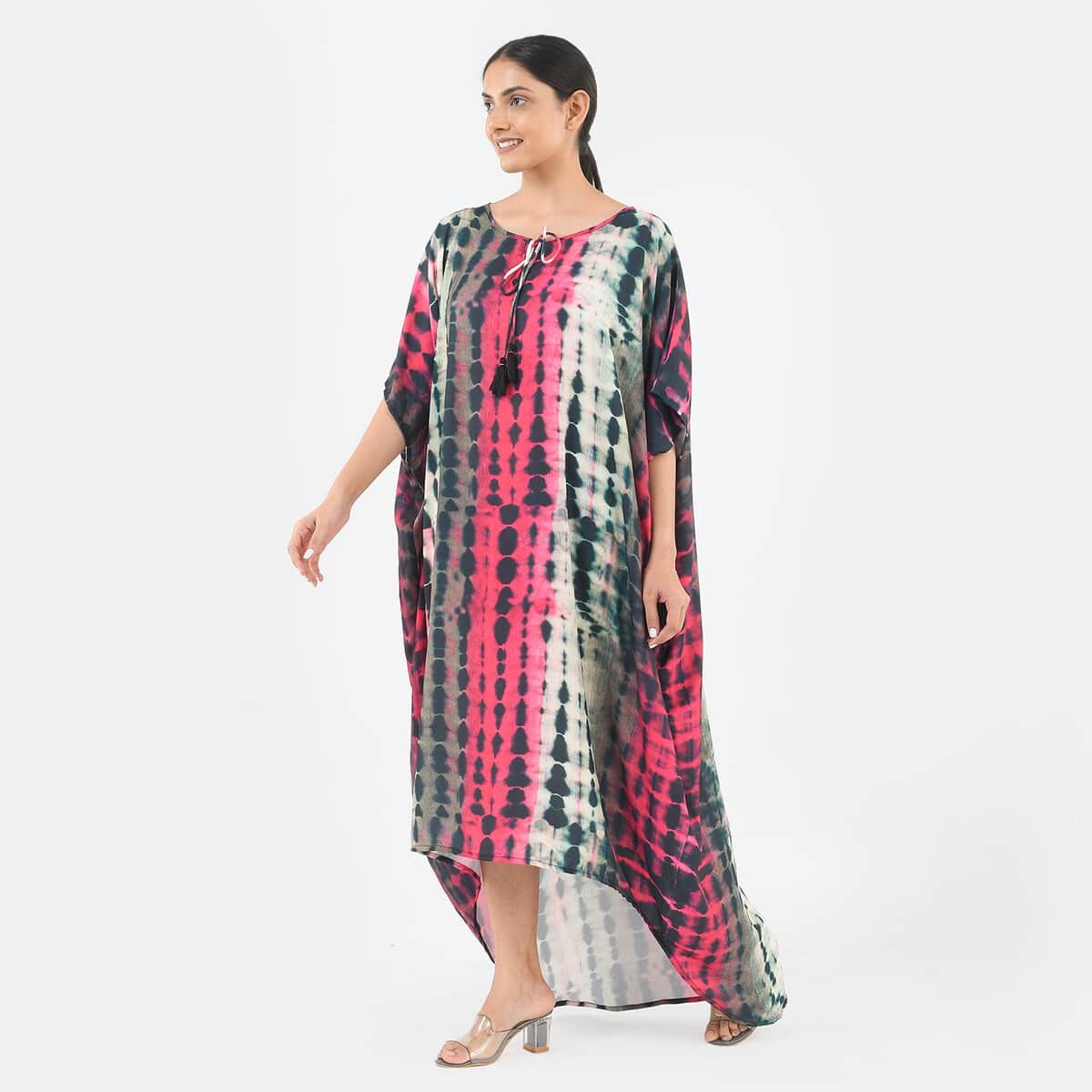 Tamsy Pink Printed Kaftan - One Size Fits Most image number 2