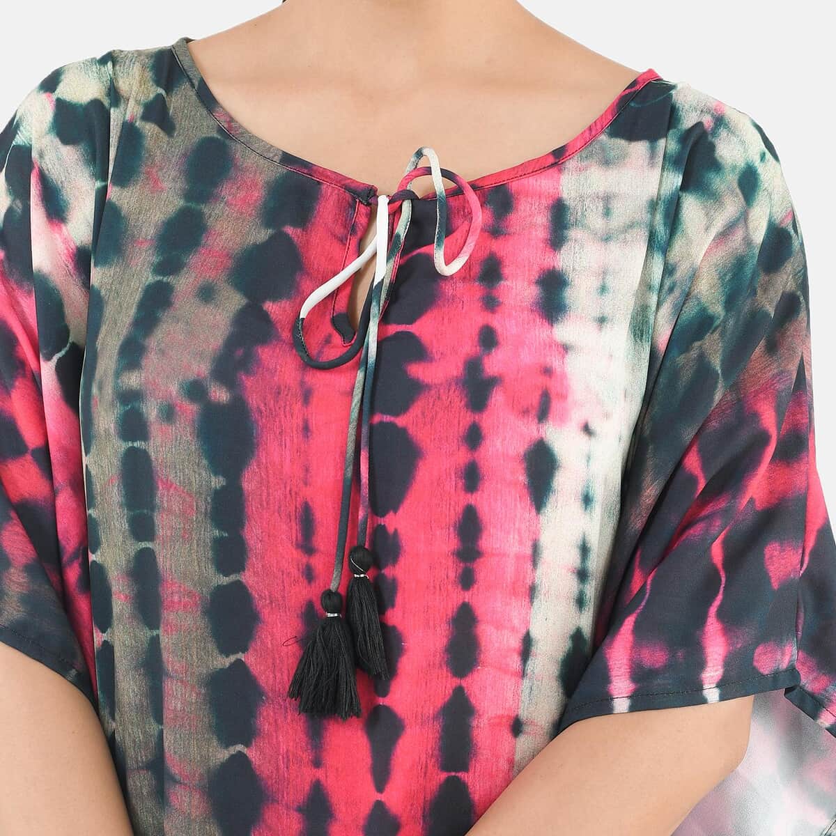 Tamsy Pink Printed Kaftan - One Size Fits Most image number 3