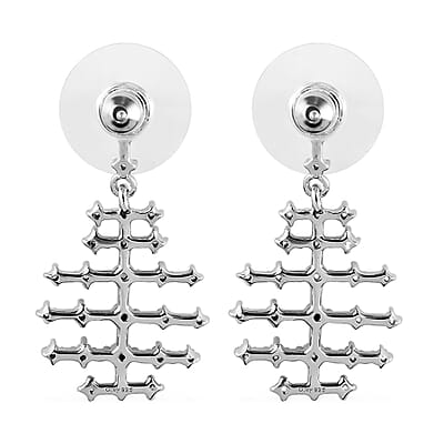 White Zircon Fish Bone Earrings in Platinum Over Sterling Silver 1.15 ctw