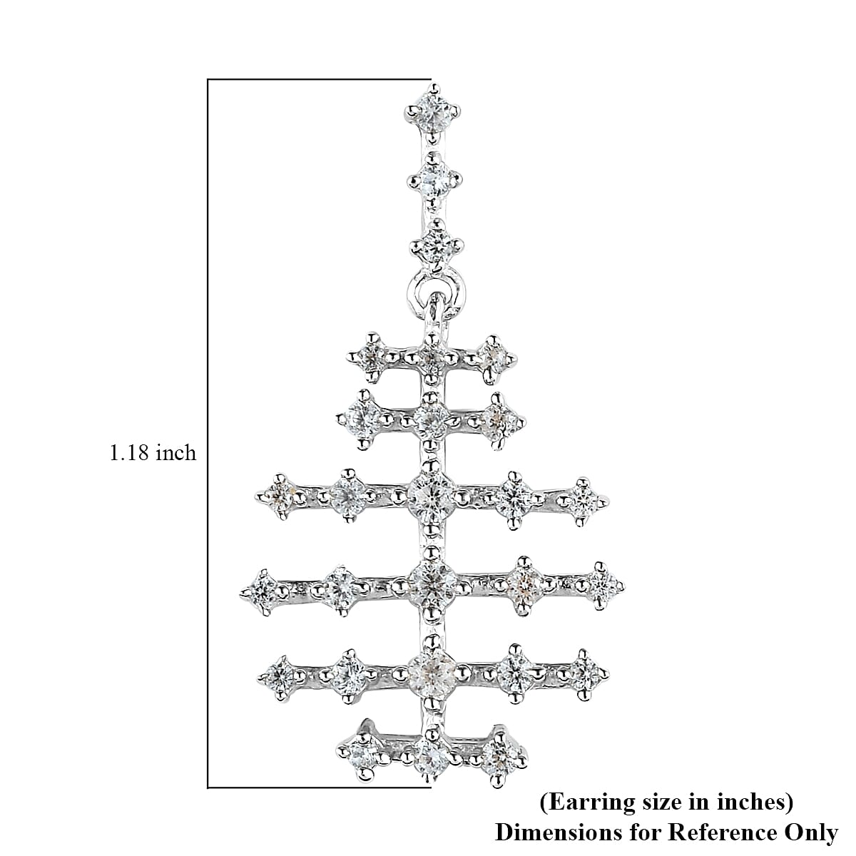 White Zircon Fish Bone Earrings in Platinum Over Sterling Silver 1.15 ctw