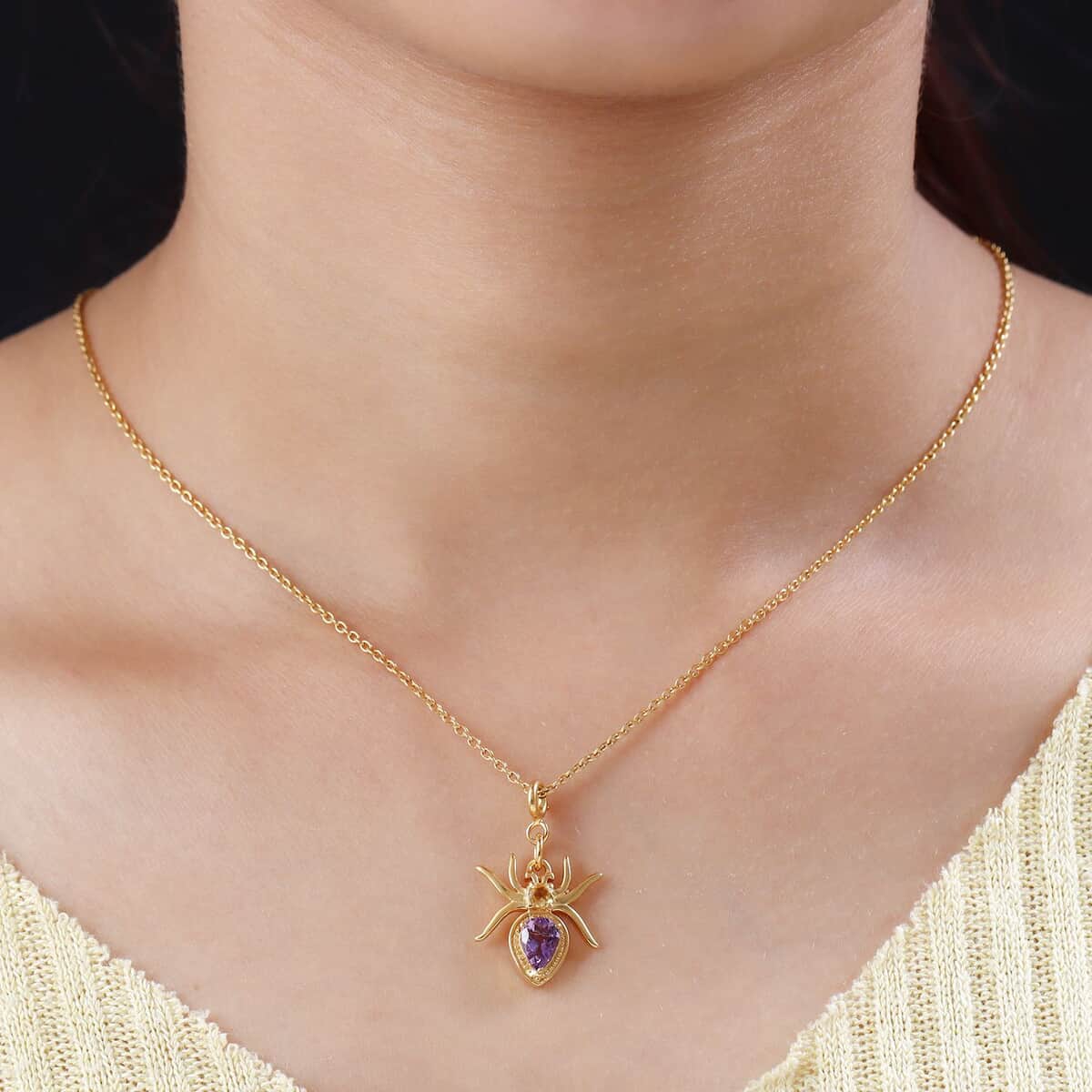 Bolivian Amethyst and Brazilian Citrine Spider Charm in Vermeil Yellow Gold Over Sterling Silver 0.75 ctw image number 2