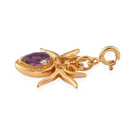 Bolivian Amethyst and Brazilian Citrine Spider Charm in Vermeil Yellow Gold Over Sterling Silver 0.75 ctw image number 3