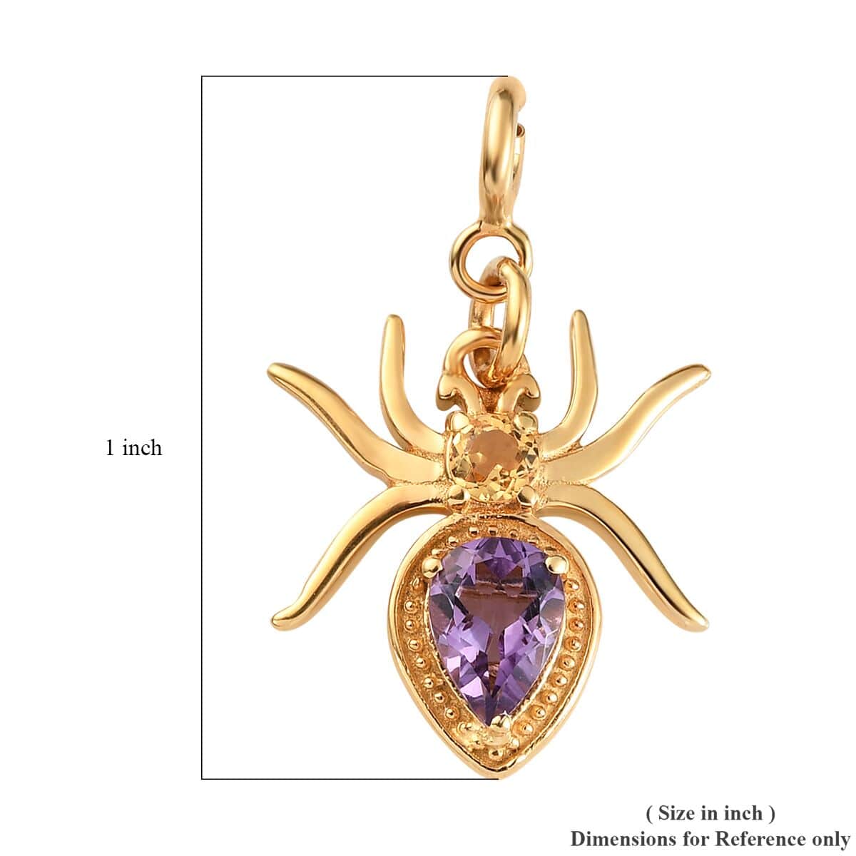 Bolivian Amethyst and Brazilian Citrine Spider Charm in Vermeil Yellow Gold Over Sterling Silver 0.75 ctw image number 5