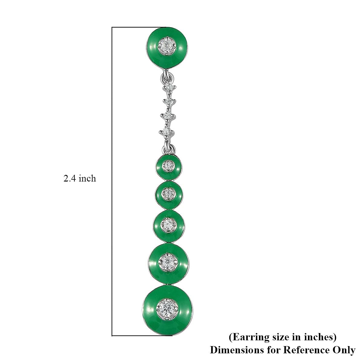 Natural White Zircon and Enameled Dangling Earrings in Platinum Over Sterling Silver 0.60 ctw image number 4