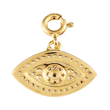 Kanchanaburi Blue Sapphire and Natural White Zircon Evil Eye Charm in Vermeil Yellow Gold Over Sterling Silver 0.40 ctw image number 4