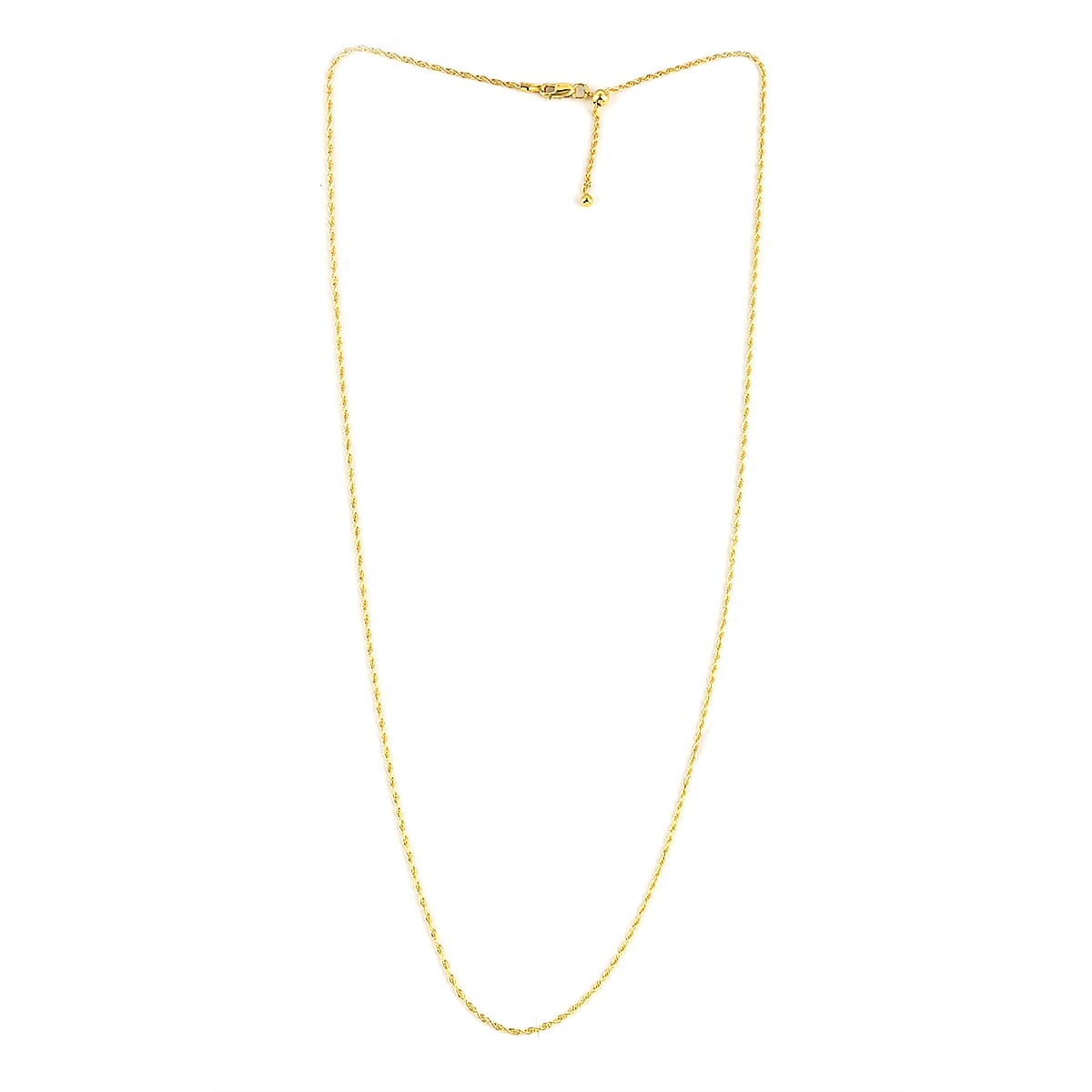 14K Yellow Gold Over Sterling Silver Adjustable Bolo Rope Chain 24 Inches 3 Grams