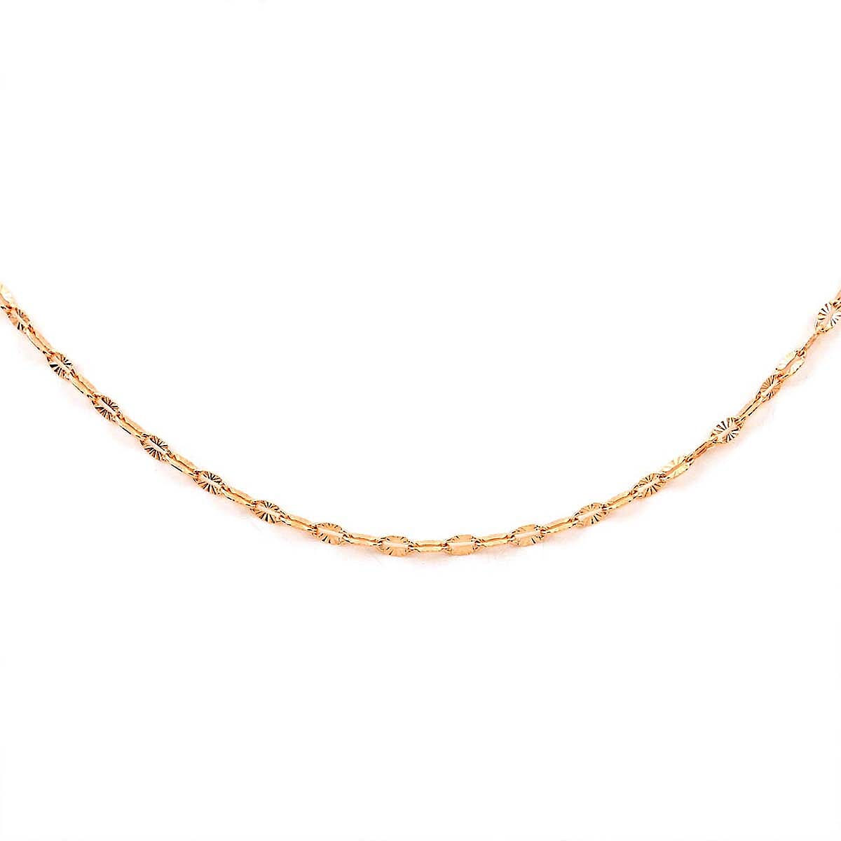 Italian 14K Rose Gold Over Sterling Silver 1.83mm Diamond Cut Necklace 24 Inches 2.70 Grams