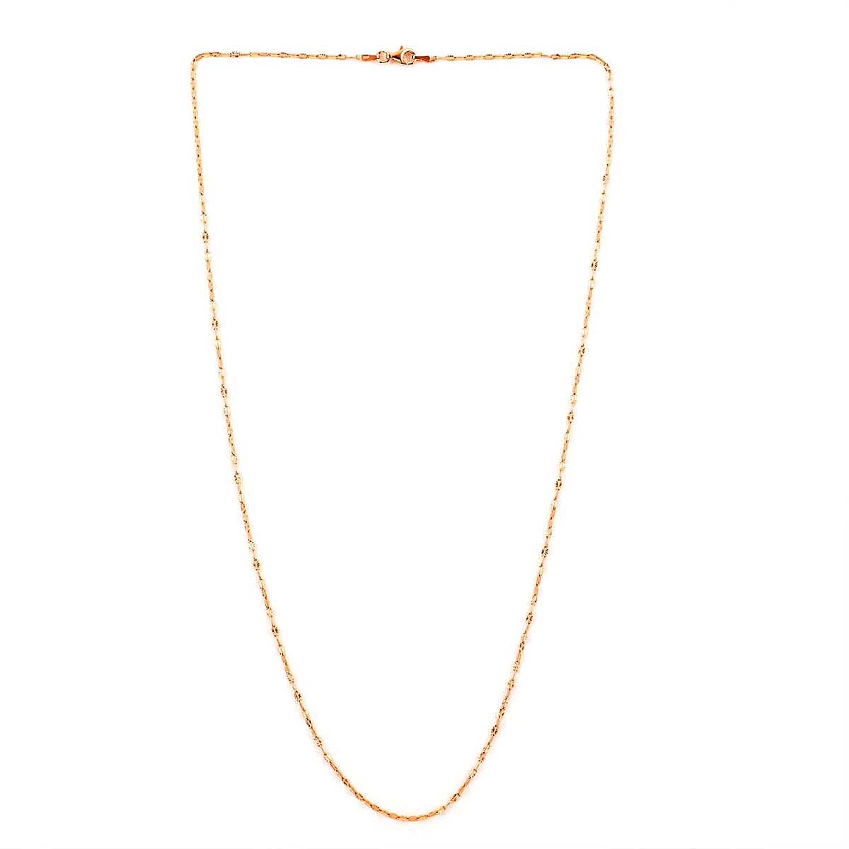 Italian 14K Rose Gold Over Sterling Silver 1.83mm Diamond Cut Necklace 24 Inches 2.70 Grams