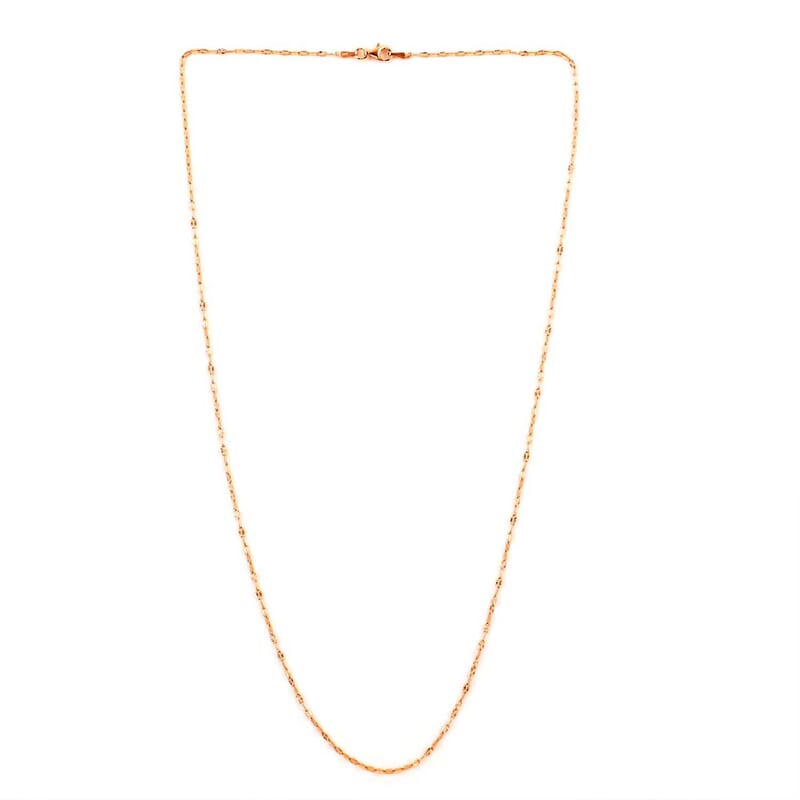 Italian 14K Rose Gold Over Sterling Silver 1.83mm Diamond Cut Necklace 24 Inches 2.70 Grams