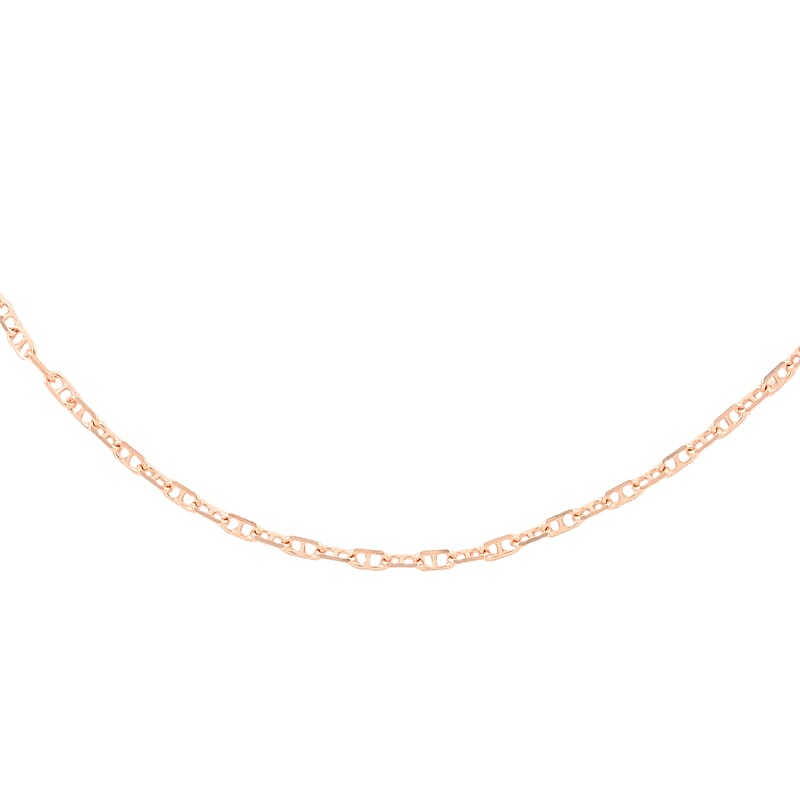 Italian 14K Rose Gold Over Sterling Silver Anchor Chain 24 Inches 2.70 Grams
