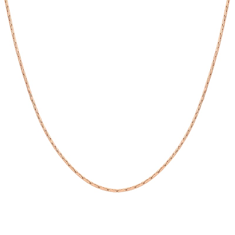 Italian 14K Rose Gold Over Sterling Silver Diamond Cut Chain 24 Inches 2.50 Grams
