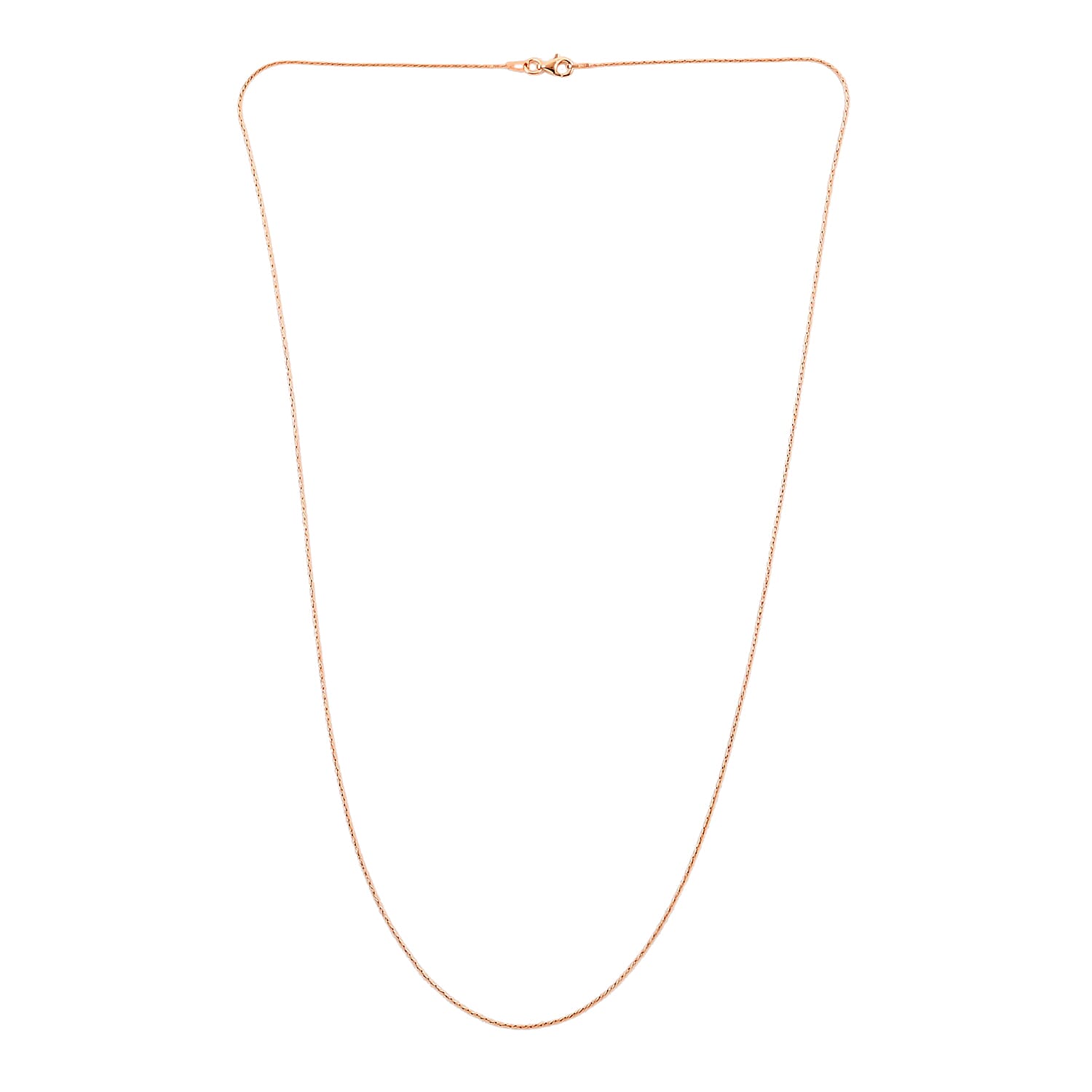 Italian 14K Rose Gold Over Sterling Silver Diamond Cut Chain 24 Inches 2.50 Grams