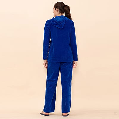 Tamsy LUX Blue Velour Track Suit Set - L
