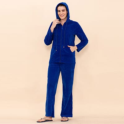 Tamsy LUX Blue Velour Track Suit Set - L