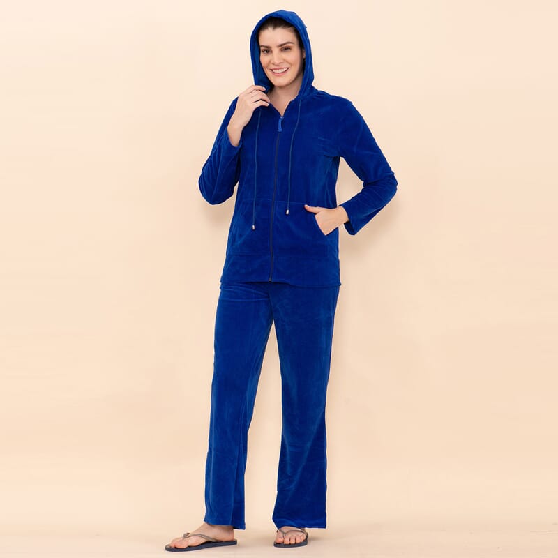 Tamsy LUX Blue Velour Track Suit Set - L
