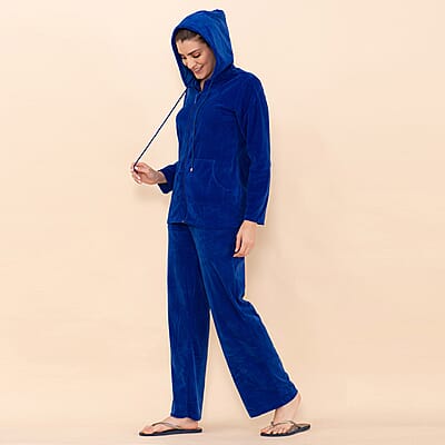 Tamsy LUX Blue Velour Track Suit Set - L