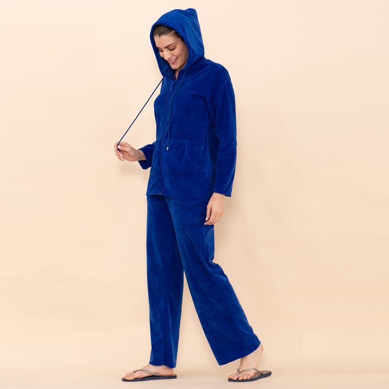 Tamsy LUX Blue Velour Track Suit Set - L