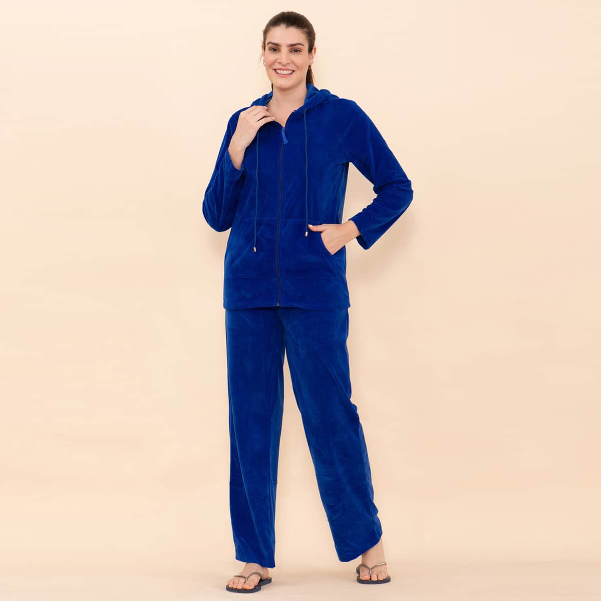 TAMSY LUX Blue Velour Track Suit Set - S image number 0