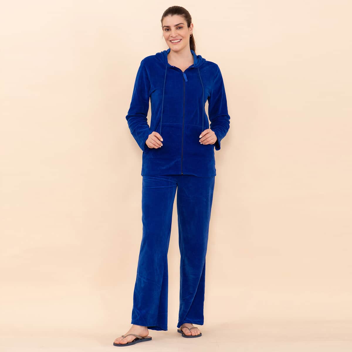 Tamsy LUX Blue Velour Track Suit Set - 1X image number 2