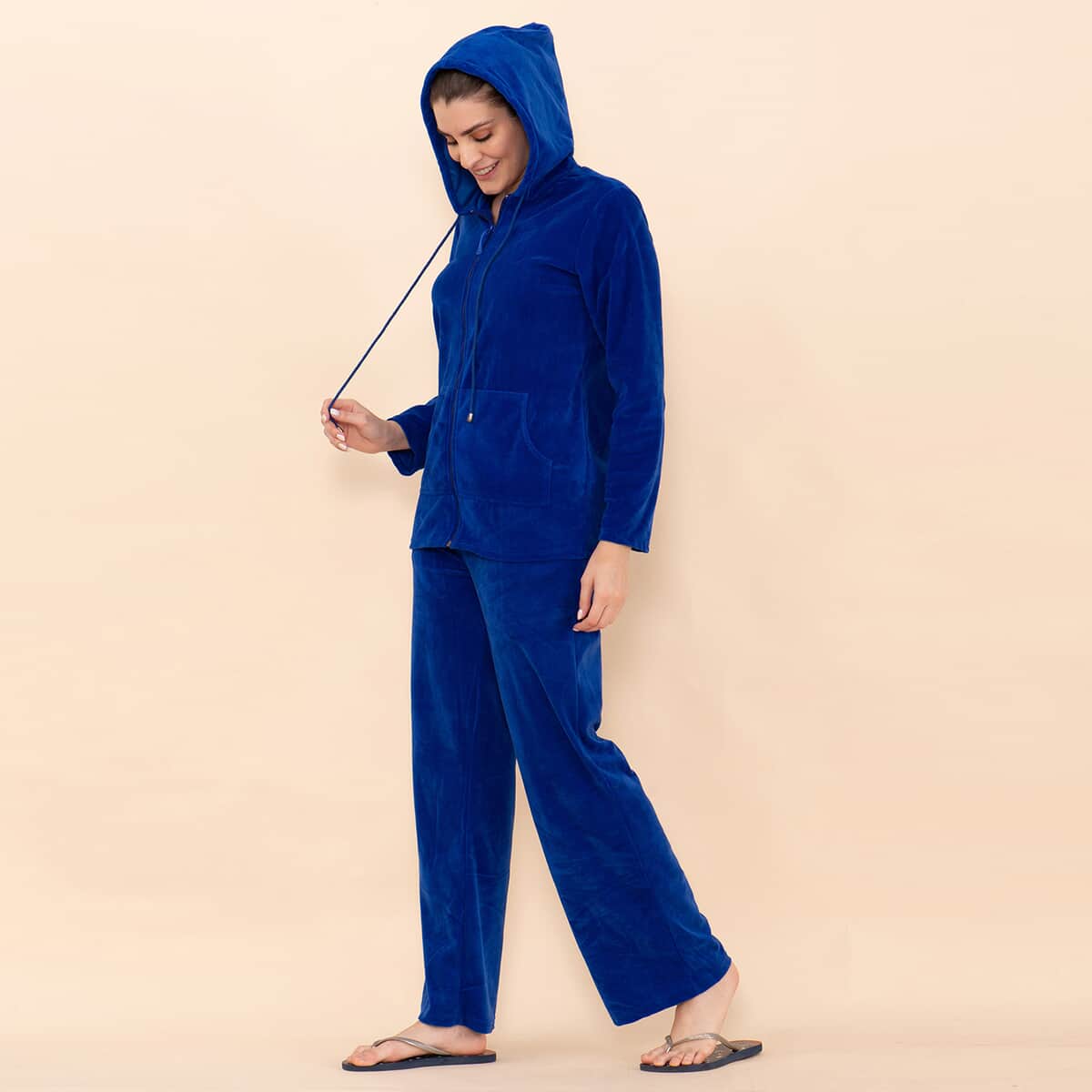 Tamsy LUX Blue Velour Track Suit Set - 1X image number 5